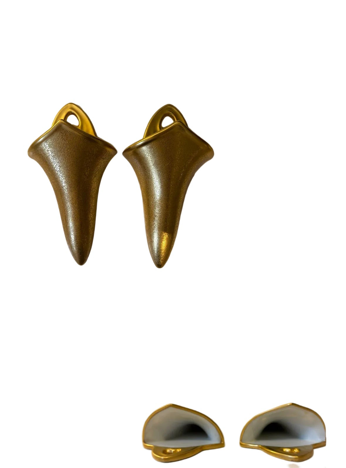 Pair of Gold-Toned Wall Pockets