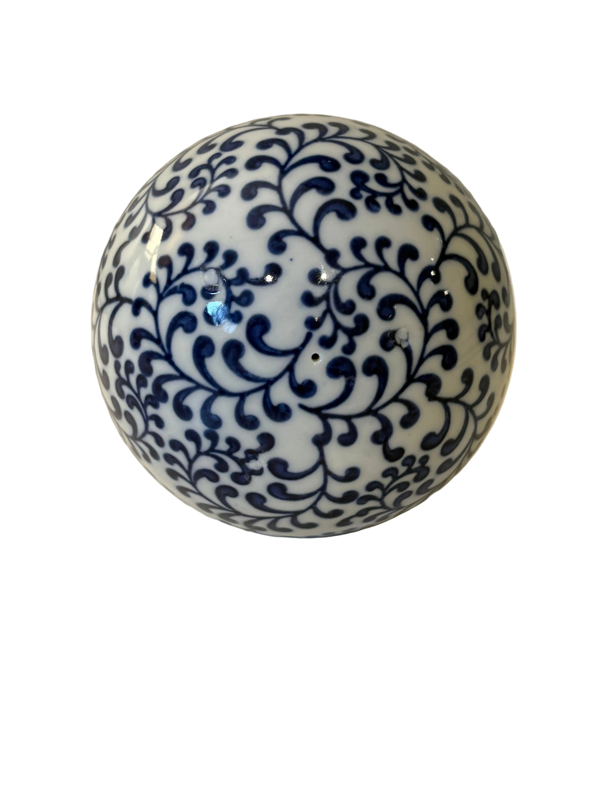 Blue and White Floral Decorative Sphere