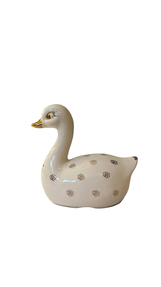 White Floral Duck-Shaped Shaker