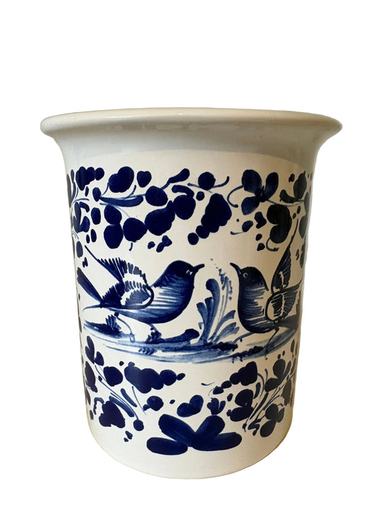 Delft-Style Blue & White Bird Vase
