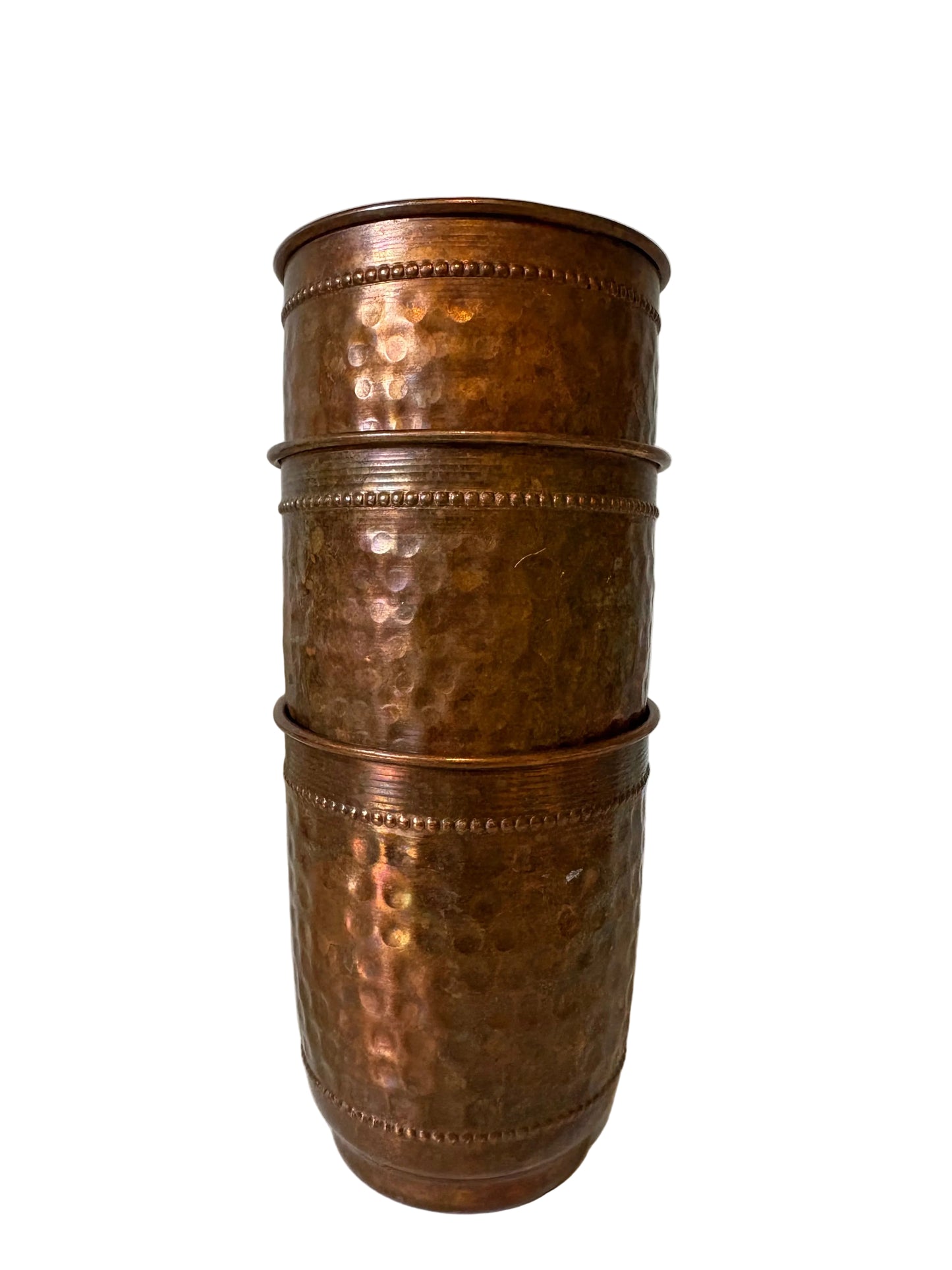 Vintage Hammered Copper Cups – Set of 3