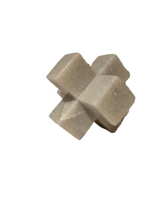White Marble Geometric Cube Sculpture