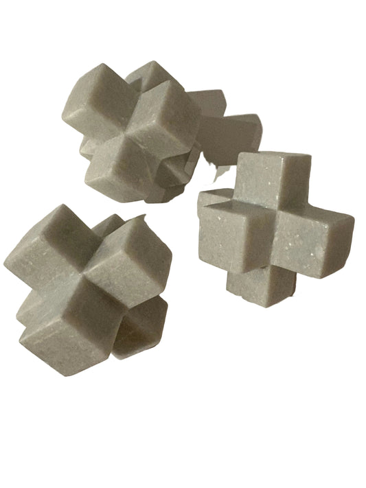 White Marble Geometric Cube Sculpture