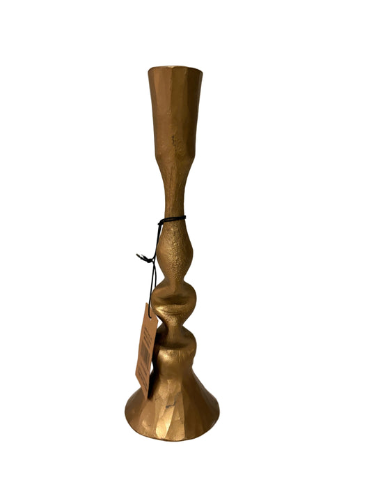 Sculptural Brass Bobbin Candlestick