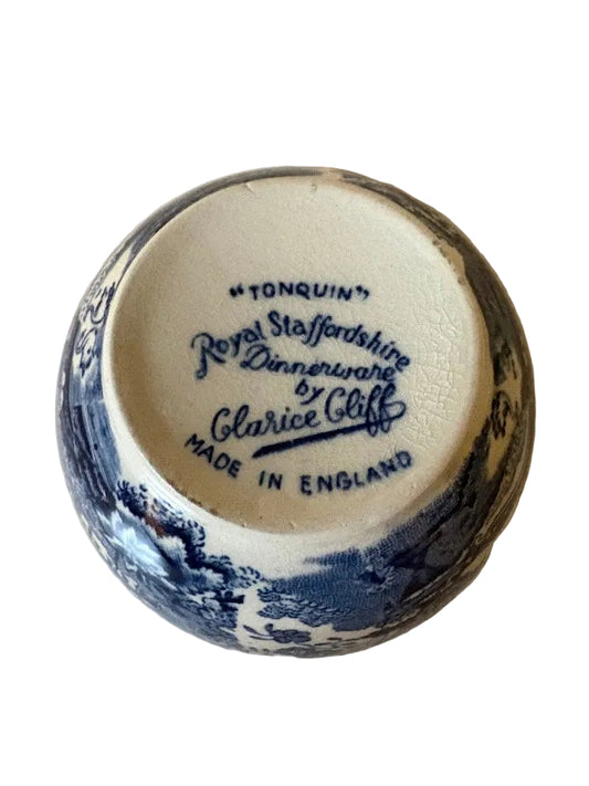 Clarice Cliff "Tonquin" Blue & White Transferware Bowl — Royal Staffordshire
