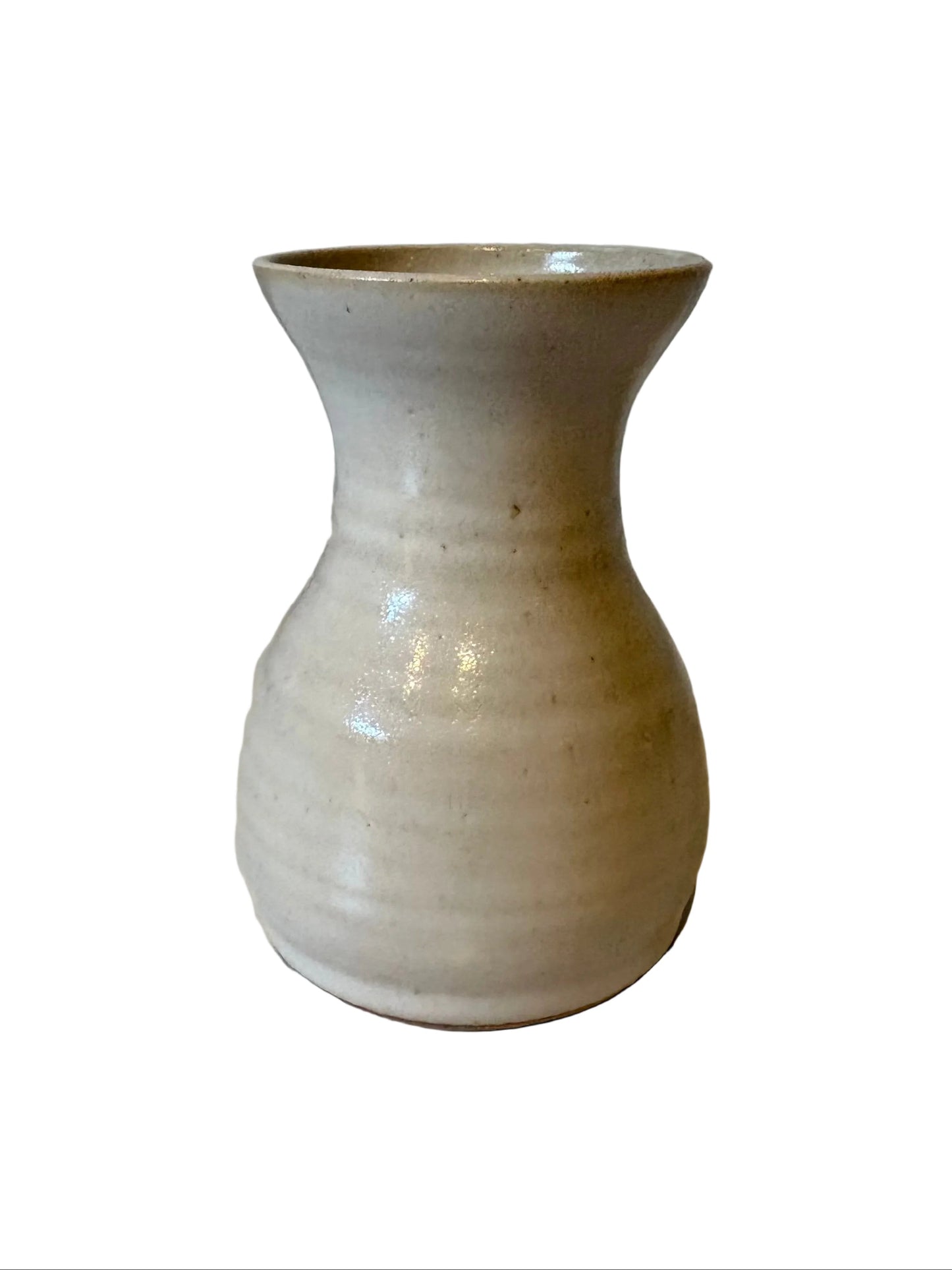 Handmade Stoneware Vase with White Glaze Dip