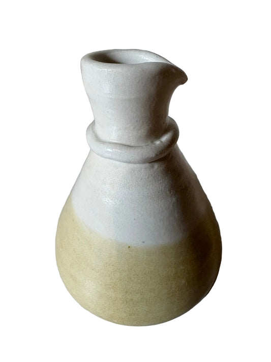 Handmade Stoneware Pitcher with White Glaze Dip