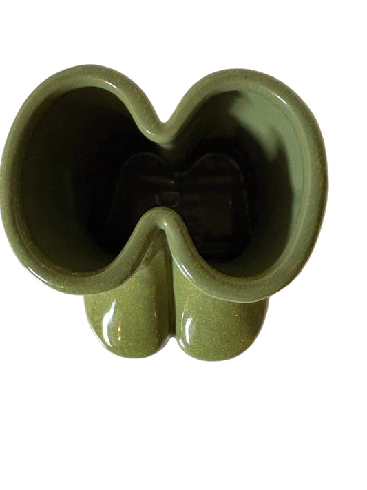 Ceramic Wellington Boot Vase — Sage Green