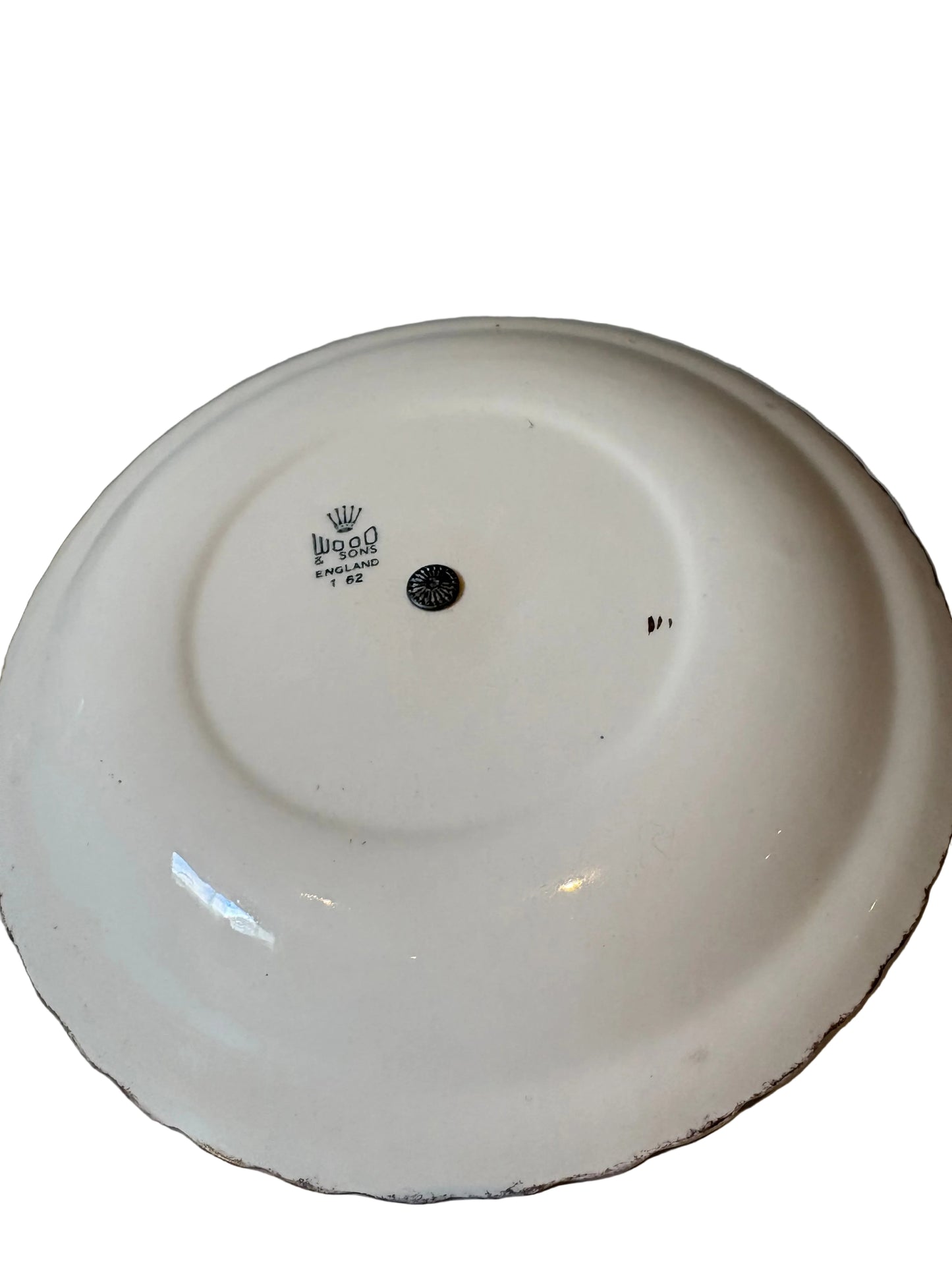 Wood & Sons Porcelain Tidbit Tray — Powder Blue Floral with Brass Handle