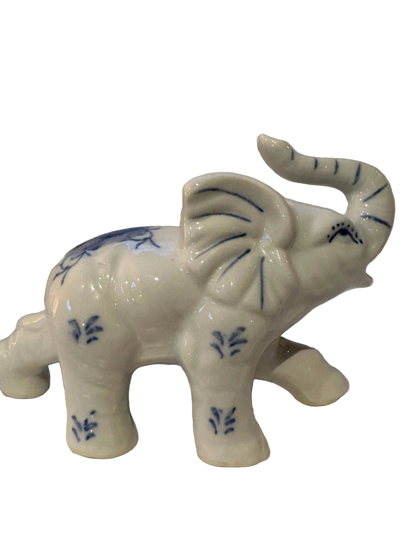 Blue & White Porcelain Elephant Figurine Set of 4