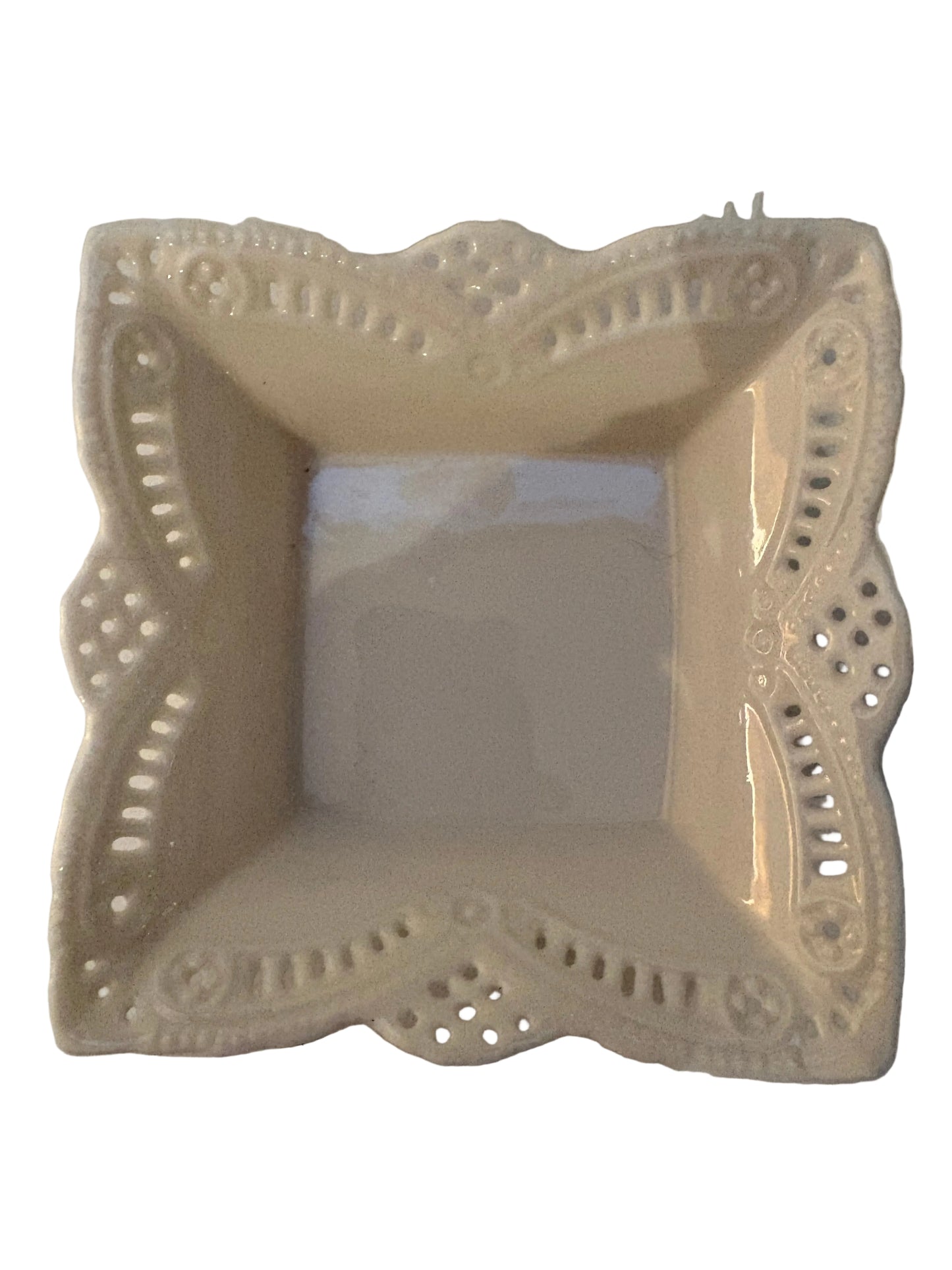 Cream Ceramic Lace-Edge Serving Set — Tray, Plate & Dish