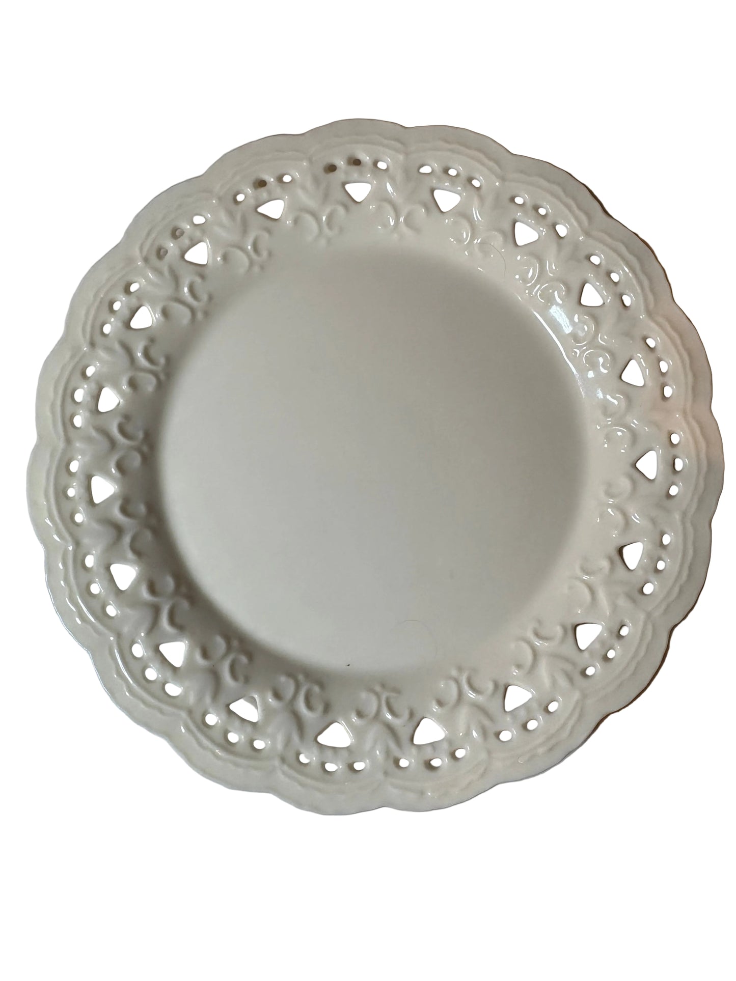 Cream Ceramic Lace-Edge Serving Set — Tray, Plate & Dish