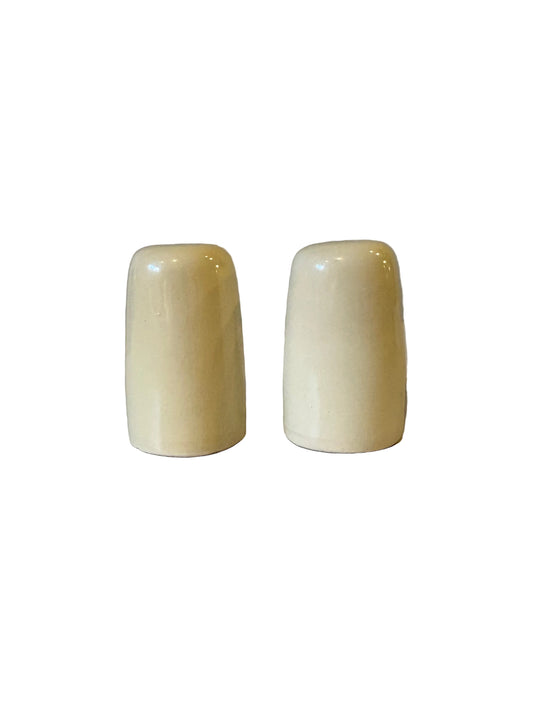 Vintage ivory plain ceramic salt and pepper shakers