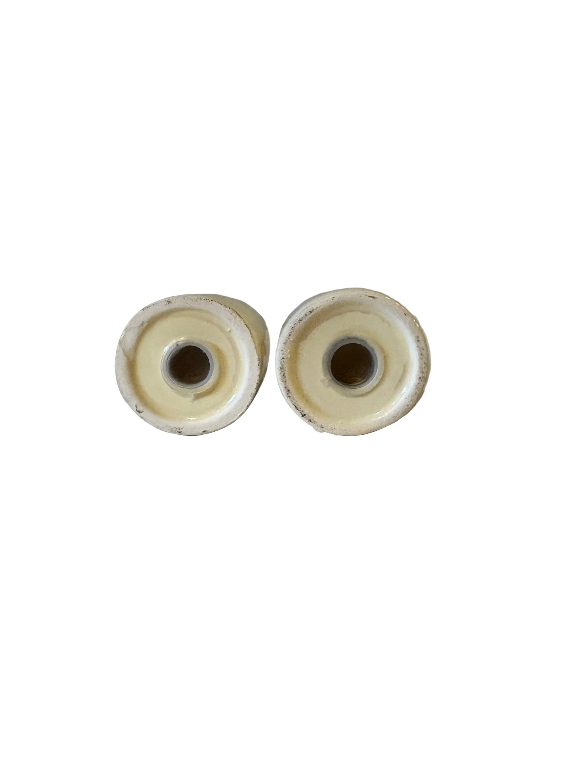 Bottom view of vintage ceramic salt and pepper shakers