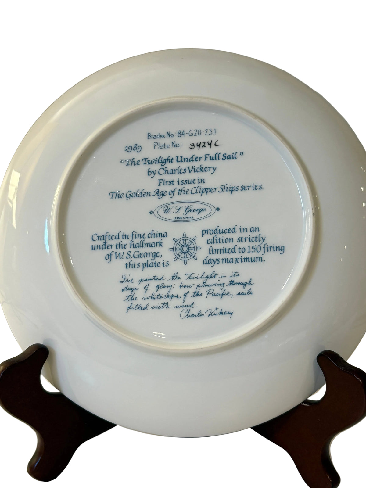 The Twilight Under Full Sail Collector Plate by Charles Vickery