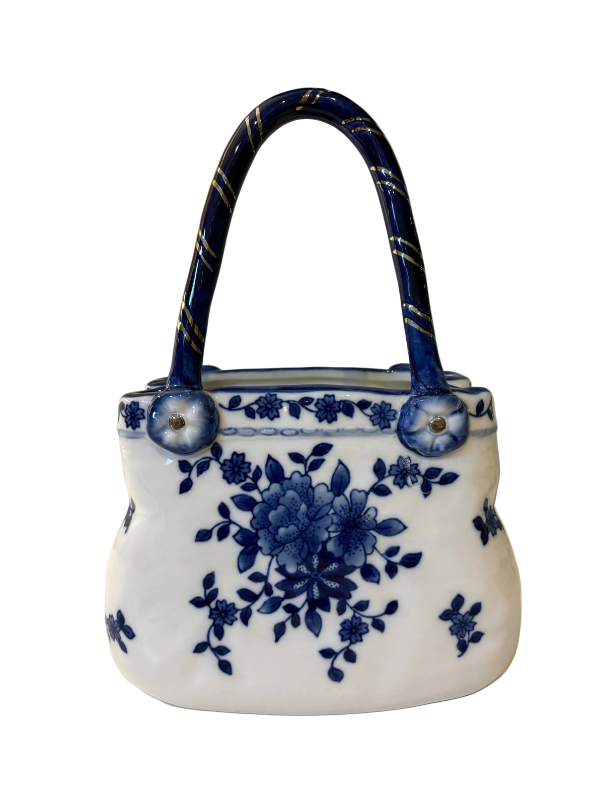 Blue and White Floral Decorative Basket