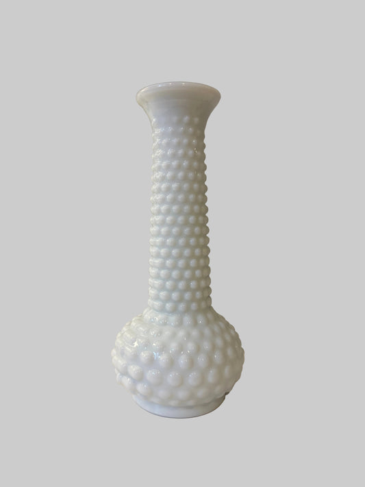 White Hobnail Bud Vase