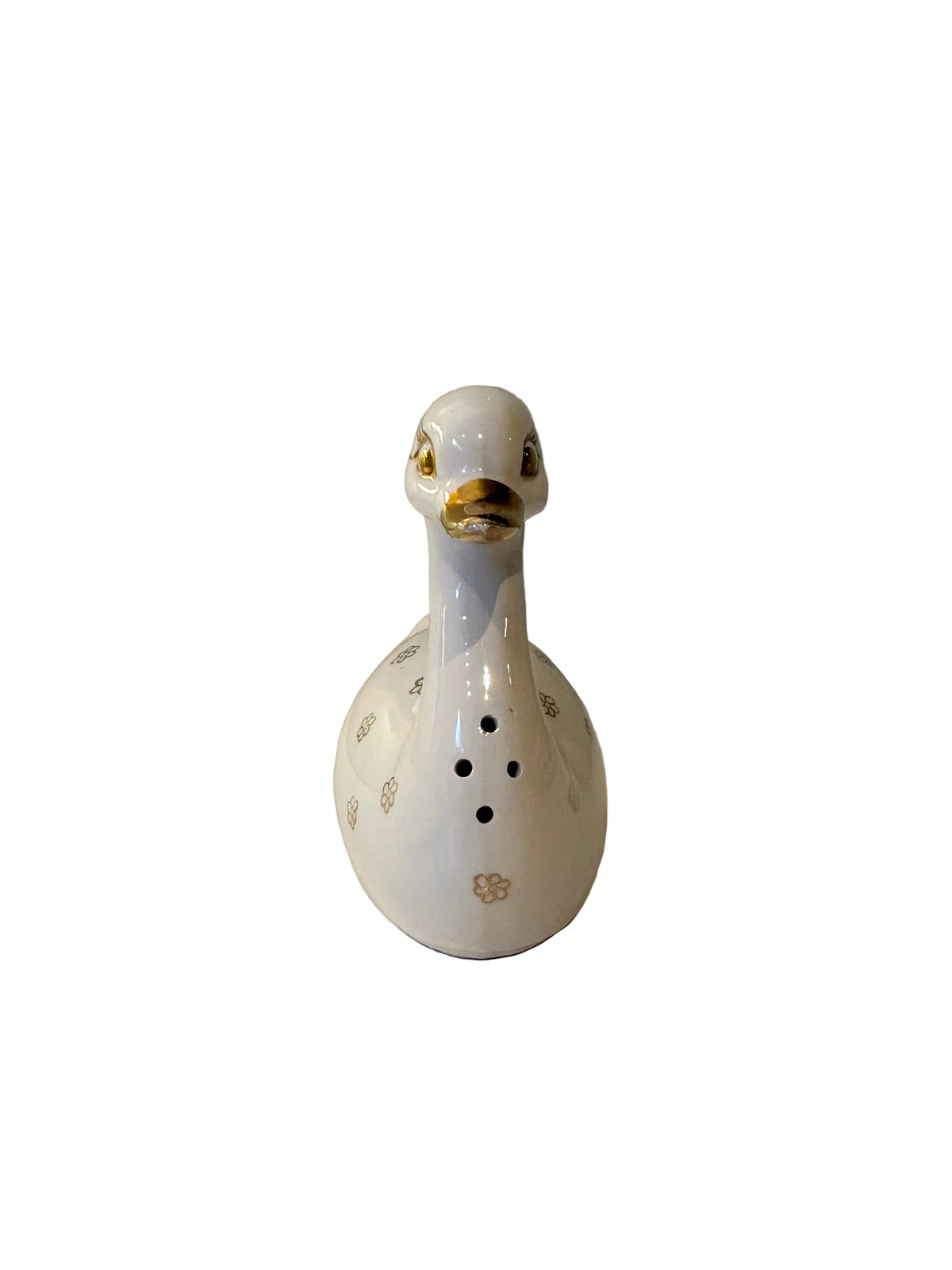 White Floral Duck-Shaped Shaker
