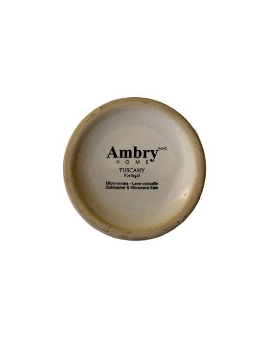 Ambry Home Tuscany Portugal stamp on underside of white bowl
