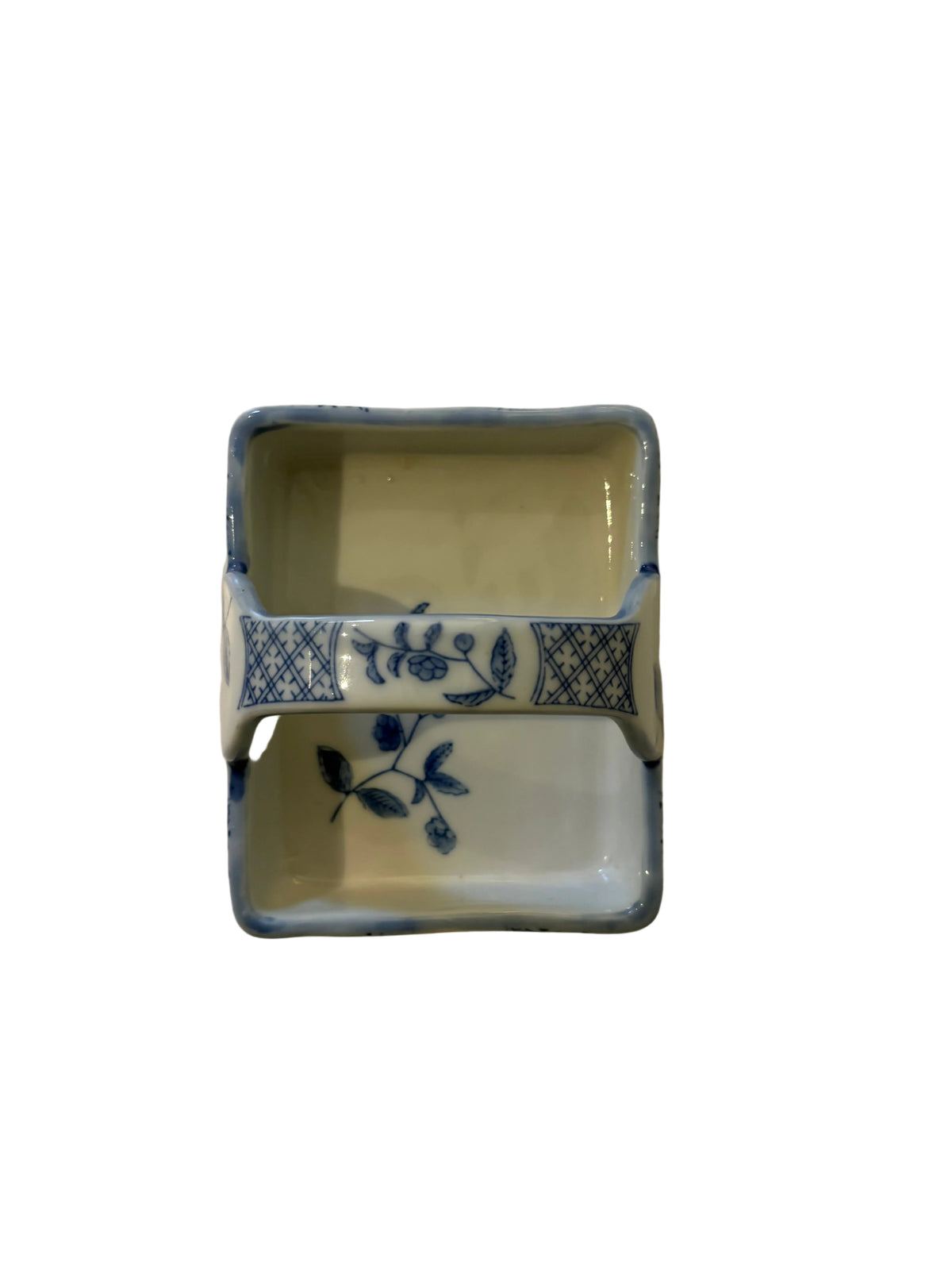 Vintage Fitz and Floyd Blue & White Chinoiserie Trinket Basket