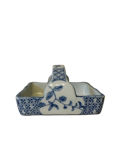 Vintage Fitz and Floyd Blue & White Chinoiserie Trinket Basket
