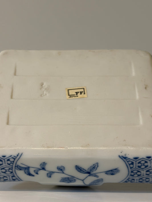 Vintage Fitz and Floyd Blue & White Chinoiserie Trinket Basket