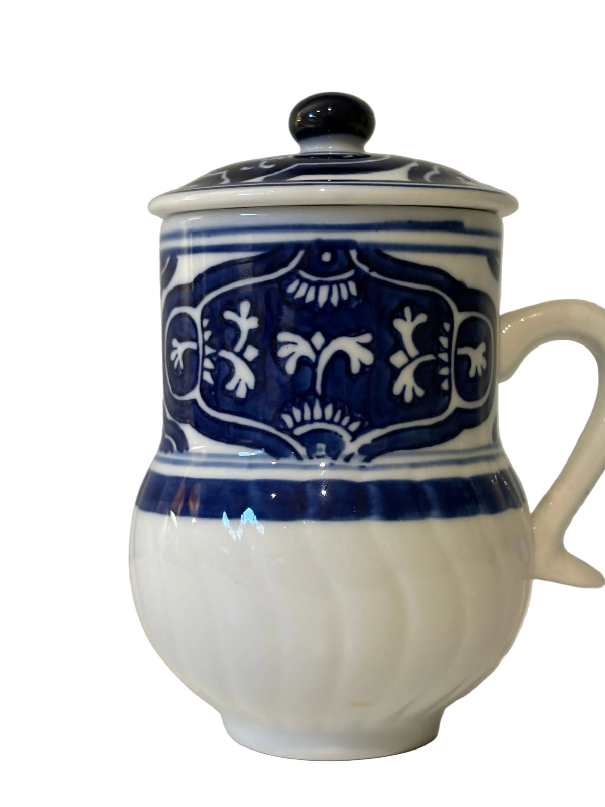 Blue & White Floral Lidded Mug