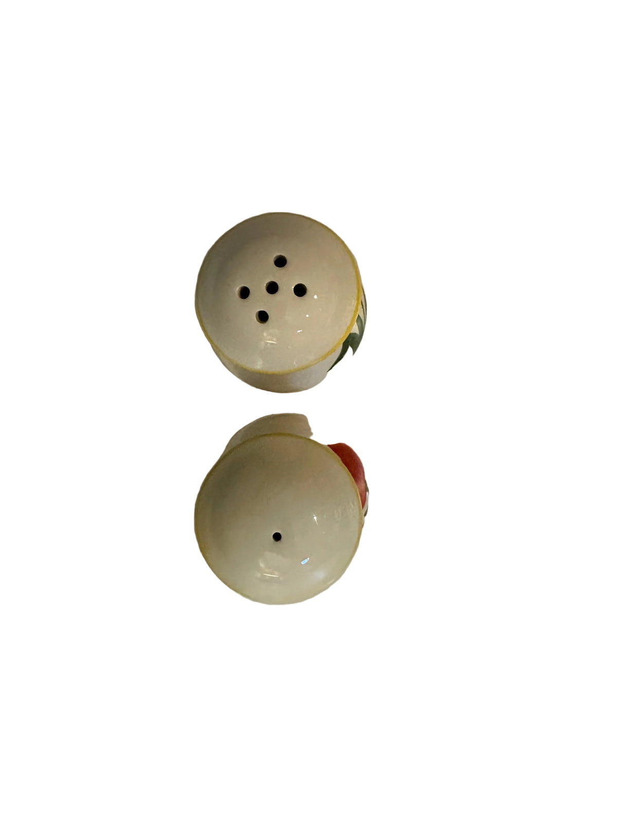 Top view of the tulip salt and pepper shakers